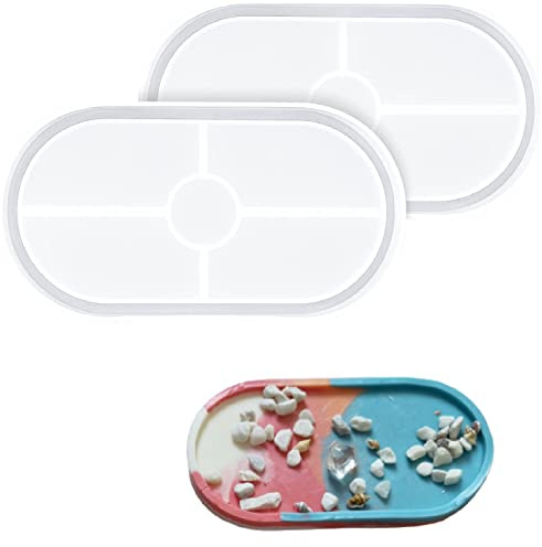 Moule en Résine Epoxy,2 Pièces Ovale Moules en Silicone,Réutilisable Sous-Verres en Résine,Démoulage Facile,Convient pour le Moulage Artisanal Créatif,DIY Dessous-de-Verre und Décoration de la Maison