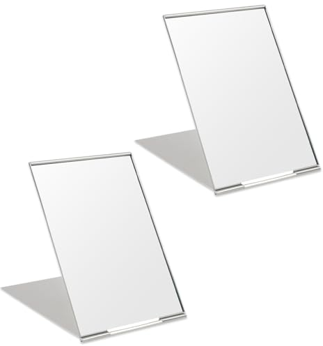 OSDUE Reisespiegel Taschenspiegel Klein Kosmetikspiegel Handspiegel, Mini Schminkspiegel, Klappbar Reisespiegel, Kleiner Spiegel für Reisen/Büro/Rasieren/Camping und Make-up, 2pcs 8.5 * 5cm