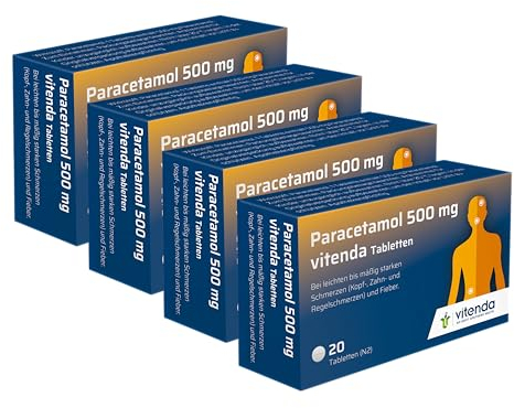 Vitenda Paracetamol 500 mg Tabletten 4x20 Stück - Der gut verträgliche Klassiker hilft gegen Schmerzen und Fieber