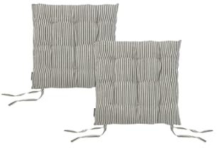 MAGMA Zwei Oslo Stuhlkissen Sitzkissen Polster dick robust gestreift dekorativ Sitzerhöhung Stuhlauflage Stripes 40 x 40 cm (Dunkelblau)