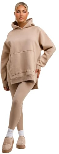 RAIS Womens Oversized Hooded Sweatshirt and Leggings Set Hoodie 2-Piece Lounge Tracksuit Size 6-22 (UK, Alpha, L, XL, Regular, Regular, Beige)