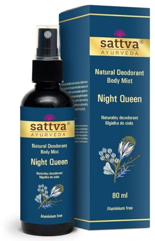 Natürliches Deo Spray Night Queen von Sattva Ayurveda - Alkoholfrei, Sanft zur Haut, Aluminiumfrei - Verführerischer Duft für Frauen - Körperspray mit Pflanzenextrakten - Deodorant für Damen, 80 ml