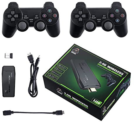 DISCORAMA® - RETRO CONSOLE PORTATILE WIRELESS 2 CONTROLLER 128GB, CONSOLE PER VIDEOGIOCHI CONTROLLER USCITA HDMI 3500 GIOCHI IN 1 GAMEPAD PC TV SD GAME STICK
