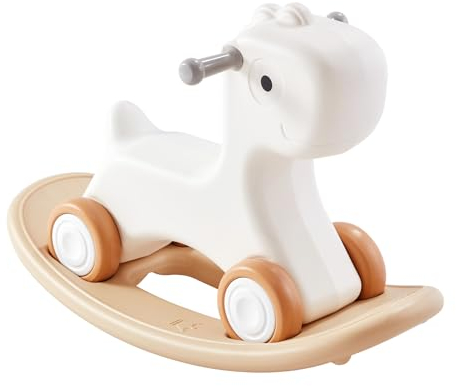 VEVOR 3-in-1 Schaukelpferd für Kleinkinder von 1–3 Jahren, Baby-Schaukelpferd mit abnehmbarem Balance-Board und 4 leichtgängigen Rädern, trägt bis zu 36 kg, HDPE-Material, Rutschauto, 40° schwingend