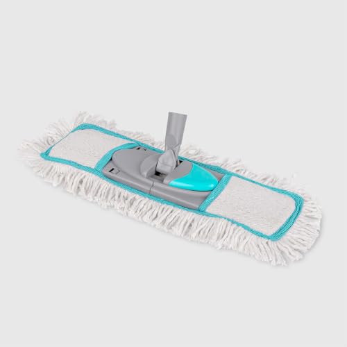 La Briantina Scopa TuttoBrilla Cotone - Con Panno in Cotone Morbido per Pulizia Delicata e Lucentezza dei Pavimenti - Sistema di Sgancio a Bottone - Snodo Centrale Piatto - Senza Manico