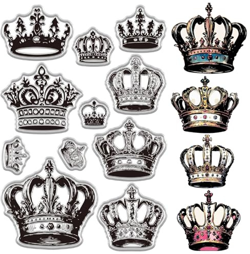 CRASPIRE krona klara stämplar retro återanvändbara genomskinliga silikonstämplar för journalföring korttillverkning dekor gör-det-själv scrapbooking fotoalbum dekorativa stämpelark