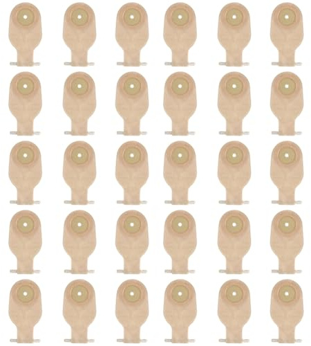 Huudngeje Bolsas de Ostomía de 30 Piezas, Bolsas Drenables de una Pieza para Colostomía, Ileostomía, Cuidado del Estoma, Bolsas de Colostomía con Válvula de Drenaje de 20-60 mm