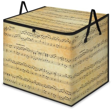 Old Music Sheet Large Storage Bags with Zips and Handles Music Foldable Storage Box Bin Moving Organize Blanket Clothes Containers Home Decor