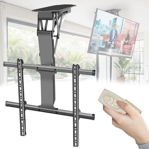 YXZQLOZ Elektrische Deckenhalterung mit Fernbedienung und Schaltersteuerung, elektrischer TV-Lift passend für 32-70 / 50-90 Bildschirm (90inch)