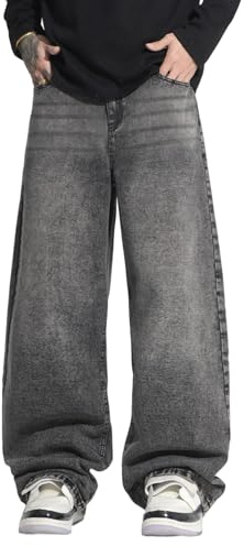 Zewool Jeans Baggy Hip Hop para Hombres,Jeans Skater de Pierna Ancha,Pantalones de Denim Holgados