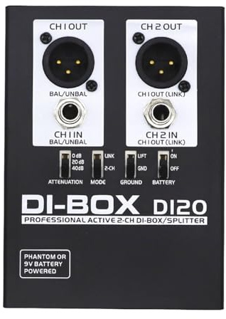 Harewtwy DIRECT BOX Professionale per Chitarra Basso A Basso Rumore di Convertitore Audio A 2 Canali Mixer Audio Multiuso