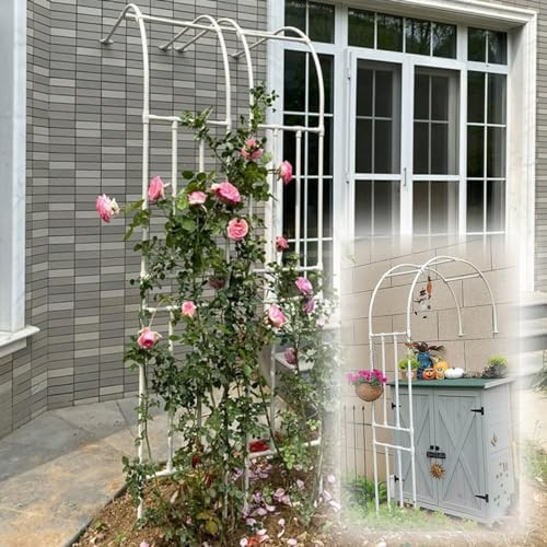 Arco de enrejado de jardín de metal resistente a la intemperie para plantas trepadoras, diseño de medio lado, opciones de tamaño: 1,5 x 2,2 m, 1,8 x 2,2 m, 2 x 2,2 m, decoración para exteriores