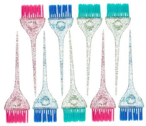 WOFASHPURET 9pcs Professional Hair Color Brush with Handle Plastic Hair Dye Applicator Brushes for Precise Salon-quality Highlighting and Tinting Easy to Clean Hairdressing Colour Tools for