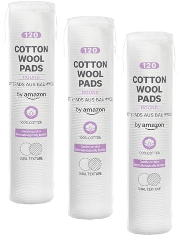 by Amazon Dischetti di Cotone, 100% Cotone, 120 dischetti (Confezione da 3)