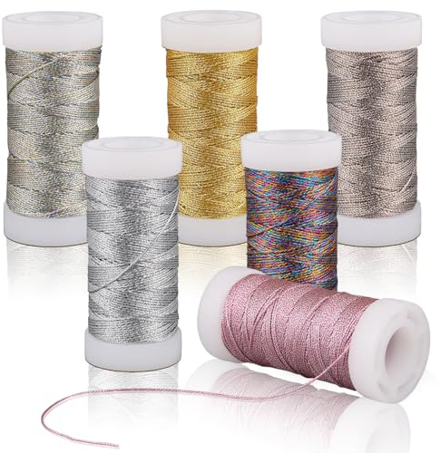 RNHDLY 6 Rouleaux de Cordon Métallique 300 m Fil Or Fil Argenté