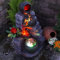 Zimmerbrunnen Gartenbrunnen Brunnen Zierbrunnen Brunnen Springbrunnen Vogelbad TONZIEGEL mit RGB Licht 230V Wasserfall Wasserspiel für Garten, Gartenteich