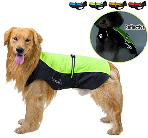 Ranphy Impermeable para Perros Tiras Reflectivas Chubasquero Transpirable Ropa Seguras Jacket Abrigo Chaqueta para Lluvia Medianos Perro de Raza Grande, Mascotas Ropaje Verde 8XL