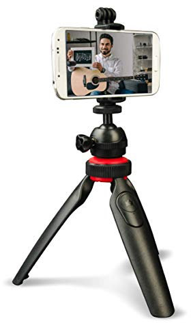 DigiPower TP-ACT5 - Trípode con Mando a Distancia Bluetooth Desmontable para teléfonos móviles, cámaras de acción y cámaras DSLR, Color Negro