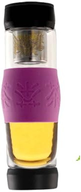 FranquiHOgar Botella Termo para Infusiones de Té – 500 mL – Con Filtro de Acero Inoxidable – Vidrio Borosilicato – Hermética, Sin BPA, Reutilizable