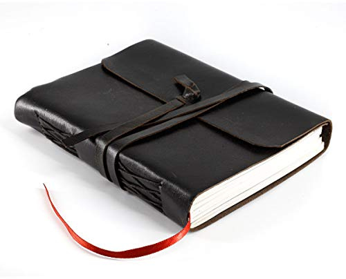 Diario de cuero hecho a mano, cuaderno de escritura, cuaderno diario encuadernado para hombres y mujeres, papel sin forro