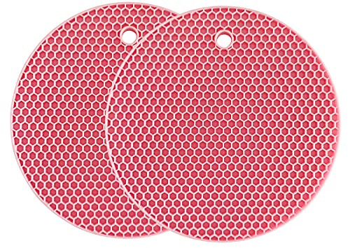 Silikon-Topfuntersetzer 2er-Set 18cm - rutschfest, BPA-frei, Hitzebeständig -40°C bis 240°C(Rosa)