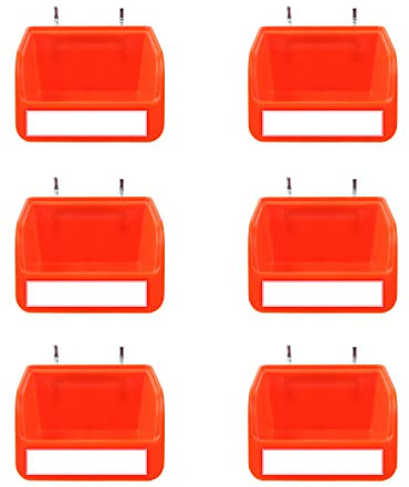 Brimix Lot de 6 boites de vis pour panneau perforé avec crochets en acier. Étagère compartiment organisateur pour établi pour ranger outils, accessoires, rechanges, etc