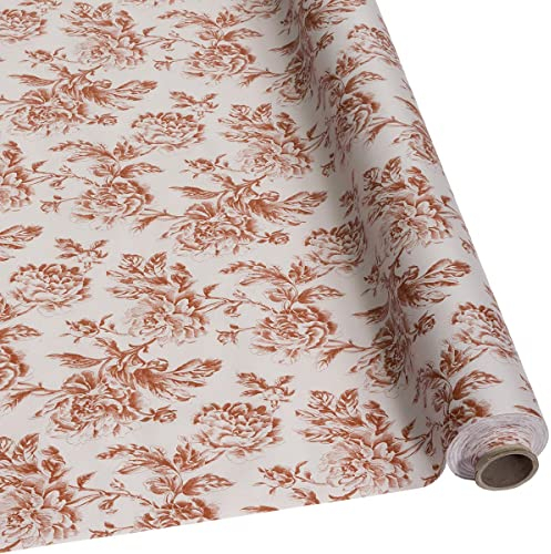 DéVa Wachstuchtischdecke Rosen weiß braun in 1,4m Breite (Meterware) - PVC Wachstuch - Outdoor und Indoor Tischdecke