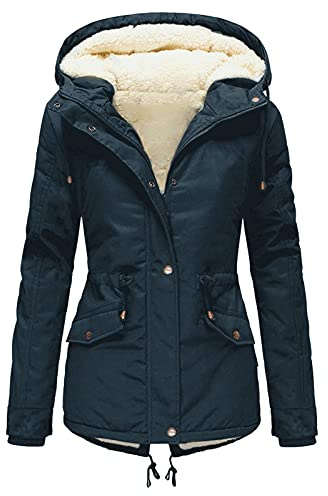 DeaAmyGline Winterjacke Damen Teddyfell Gefüttert Winter Jacke Parka Warme Wintermantel mit Fellkapuze Dicke Mantel Kapuzenjacke Winterparka Damenjacken Baumwolljacke
