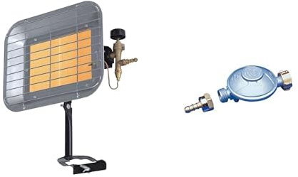 Perel FT5130 Chauffage radiant au gaz 4500 W & Dipra 11546 Détendeur Gaz à Sécurité, Gaz Butane avec Raccord Tétine, Ecrou Bouteille, Certification NF