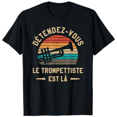 Cadeau de trompette pour un trompettiste - Coton 100% - T-Shirt Noir - Small - Léger et Classique - Manche courte - Unisex Adulte - Trompette T-Shirt