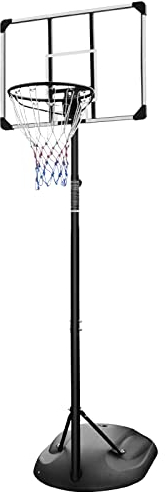 FUNJEPE Tragbarer Basketballkorb-System, höhenverstellbar, 2,3 m – 2,8 m, mit 81,3 cm transparenter Rückwand und Rädern, für Jugendliche und Erwachsene, drinnen und draußen, 230 cm - 280 cm
