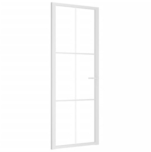 vidaXL Innentür Modernes Design Glastür Komplettset Zimmertür Tür Drehtür Wohnungstür mit Montagezubehör 76x201,5cm Weiß ESG-Glas Aluminium