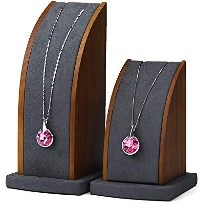 Oirlv 2 Sets Necklace Display Stand Wooden Necklace Organiser Holder Pendant Display Stand