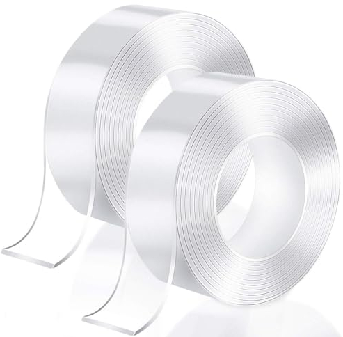 OUCONGK 2 Rolle Transparentes Doppelseitiges Klebeband, Wiederverwendbares Nano Tape, Extra Stark Nano Klebeband, Wasserdicht Anti Rutsch Kleber, für Zuhause, Küche, Auto, Office