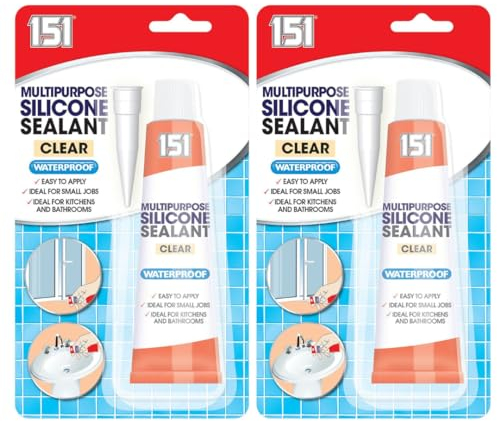 Clear Silicone Sealant | Multipurpose Waterproof Silicone Sealant CLEAR | Transparent Bathroom & Kitchen silicon sealant x 2 70g Tubes