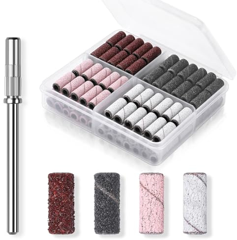 Makartt Nail Drill Sanding Bands - 100Pcs 80/120/180/240 4 Color Grit File