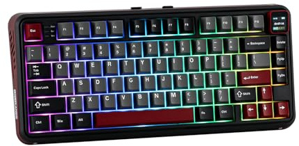 MechLands Vibe75 V2 75% Wireless Gaming Keyboard with Interchangeable Screen Module, Hot Swappable Creamy Mechanical Keyboard with Gasket Structure, BT5.0/2.4GHz/USB-C, 5-Layer Padding, QWERTY (Black)