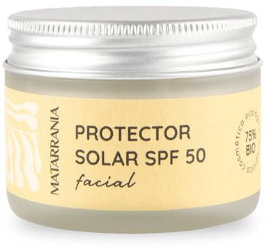 MATARRANIA Protector Solar Facial SPF 50 Mineral 100% Natural – Crema Solar Facial UVA UVB con Óxido de Zinc No Nano – Resistente al Agua – Sin Filtros Químicos – Ocean Friendly