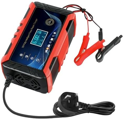 12V 6A Smart Car Battery Charger and Maintainer with Pulse Repair Function Fully Automatic Portable Fast Charger for Car Motorcycle Truck Lawn Mower and Marine Deep Cycle Batteries