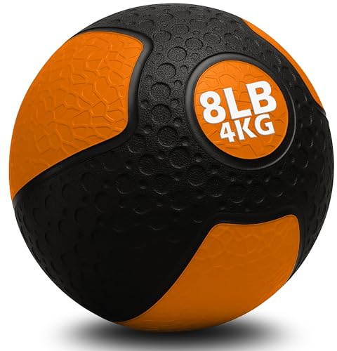 Senshi Japan Rubber Medicine Balls 2LBS - 20LBS (1KG - 10KG), Weighted Slam Ball, No Bounce, Non Slip Exercise Fitness HIIT (8 LBS (4KG))
