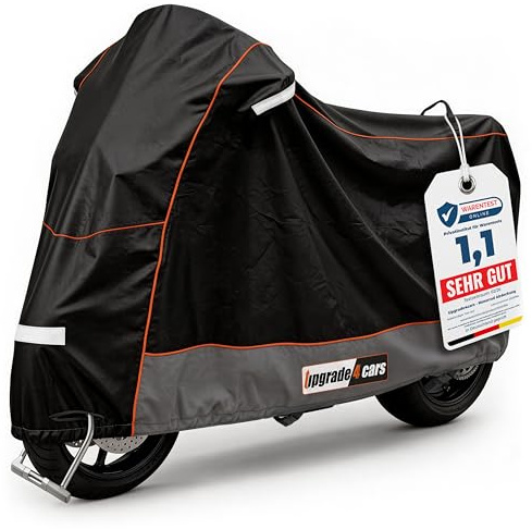 Upgrade4cars Copertura Moto Esterno Impermeabile e con Lucchetto | Garage Universale Moto Antigelo Invernale 210D Poliestere Nero | Copertura Scooter Taglia L 245x105x125 cm