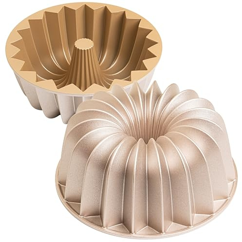 Erreke Stampo Ciambella, Stampo Antiaderente per Torta e Ciambellone, Tortiera Cottura Uniforme, Alluminio Fuso Resistente, Color Oro Rosa, Qualità Professionale, 24cm, 2.5 Litri, Gleam