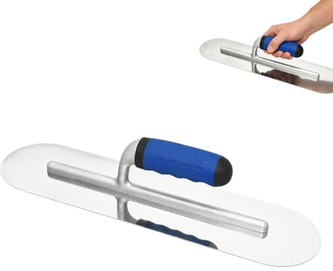 Cazzuola per lisciare in acciaio inox: 400 × 110 mm, a doppia testa rotonda, spatola semicircolare, mestolo antiruggine con impugnatura morbida ergonomica, disco levigante professionale per lavori di