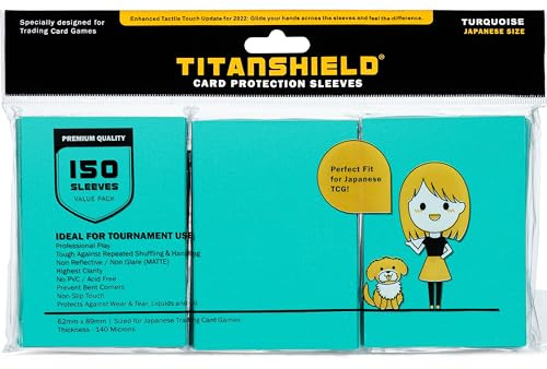TitanShield (150 buste/turchese) piccole dimensioni giapponesi carte da scambio carte protettive compatibile con Yu-Gi-Oh!, Cardfight!! Vanguard & Photocards