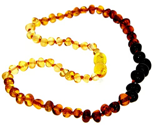 SilverAmber Jewellery Baltiskt bärnstenshalsband i konjak, körsbär, mix, honung, citron eller umbra, polerat och rått, handgjorda 100 % äkta bärnstenspärlor, premiumkvalitet, storlekar 33–70 cm, Amber