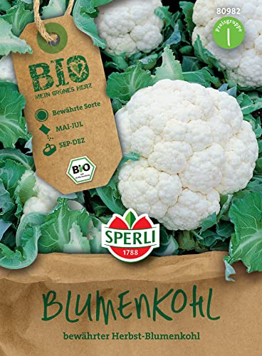 Sperli BIO Blumenkohlsamen 80982 - bewährter Herbst-Blumenkohl - Inhalt für 35 Pflanzen - Gemüsesamen, Samen Gemüse, Gemüsepflanzen, Saatgut