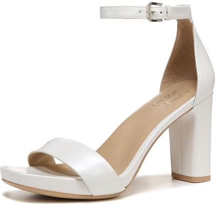 Naturalizer Womens Joy Ankle Strap Heeled Dress Sandal Pearl White Leather 8 M