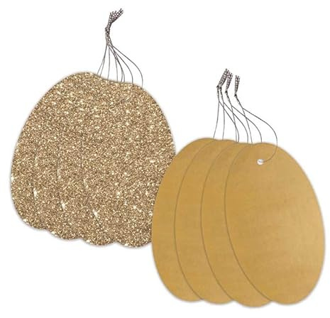 Tallon International 20 Luxury Oval Tags, Glitter Foil Design, Gold, 10.5x6cm, Pack of 20