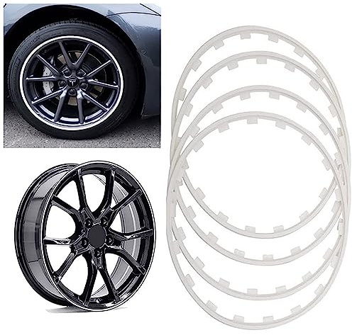 Universeller Felgenschutz FüR Reifen, Kratzfester Leichtmetallfelgen Schutz, Auto Felgenschutz 4er Set, Radkantenschutzring, FüR Alle Automodelle,Weiß,19in