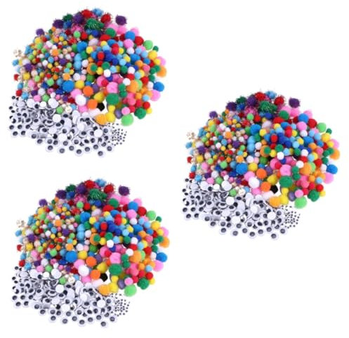 VILLCASE 1650-Teiliges Mini-Spielset Mit Tieren Aus Kunststoff Puppenspielsets Selbstklebende Augen Zum Basteln Flauschige Bommelbälle Runde Kunststoffaugen Wackelnde Kulleraugen
